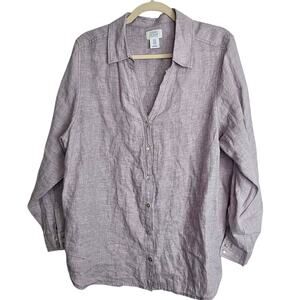 Sigrid Olsen Womens Linen Top Size 1X Coastal Grandma Resortwear Beach Vacation